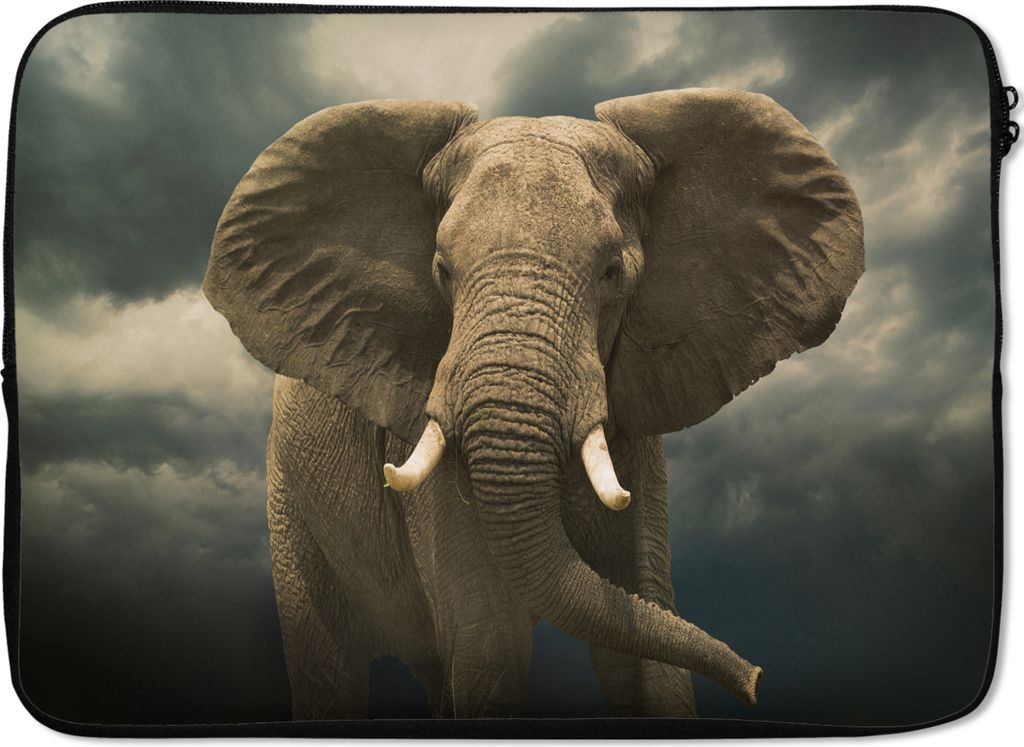 MuchoWow Laptop Hülle 14 ZollAfrikanischer Elefant gegen die dunklen Wolken Laptoptasche - Laptoptasche - Stoßsicher - Schutzhaube