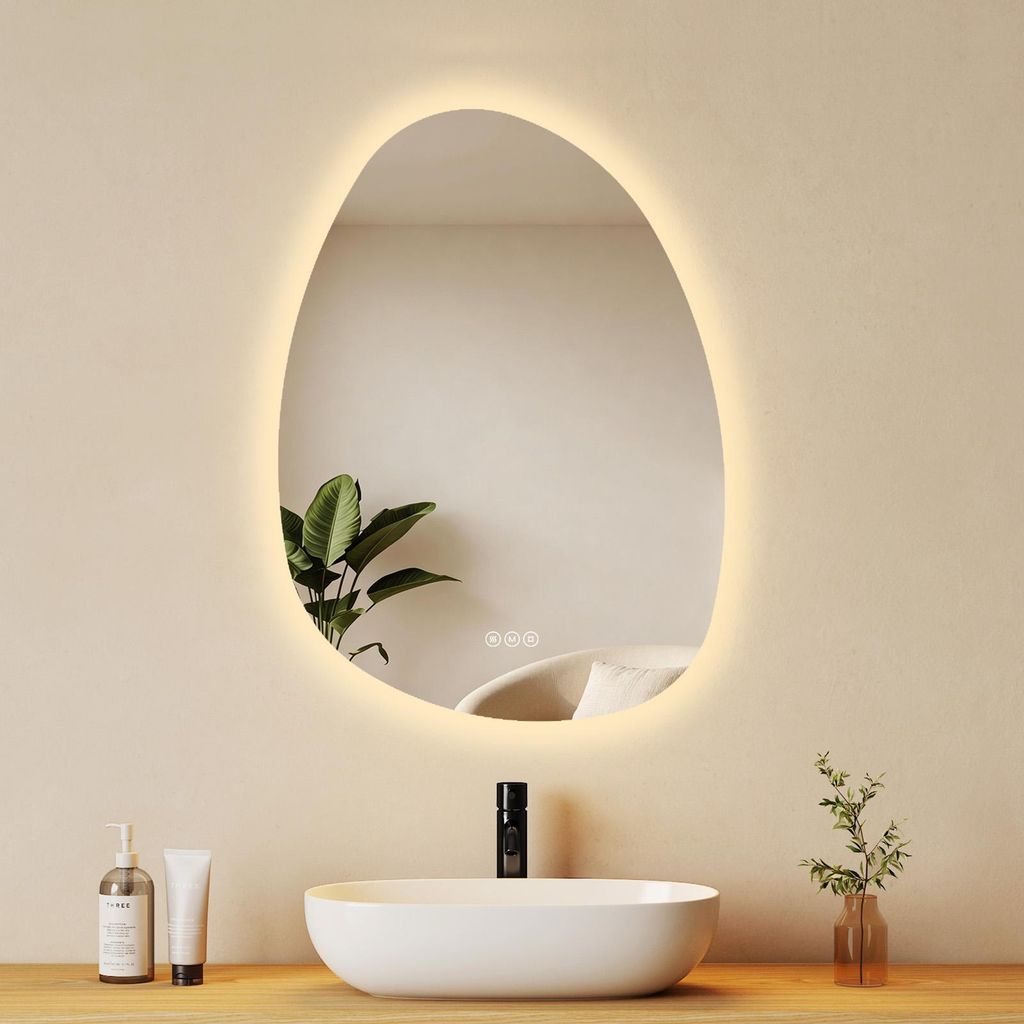 EMKE badspiegel met verlichting, 75 x 55 cm, anti-condens, Productafbeelding 