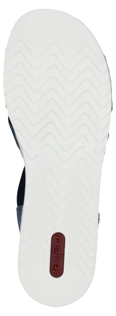 Rieker Damen Sandale mit T-Riemen und maritimem Dekor mit Muscheln V0649, Größe:39 EU, Farbe:Blau