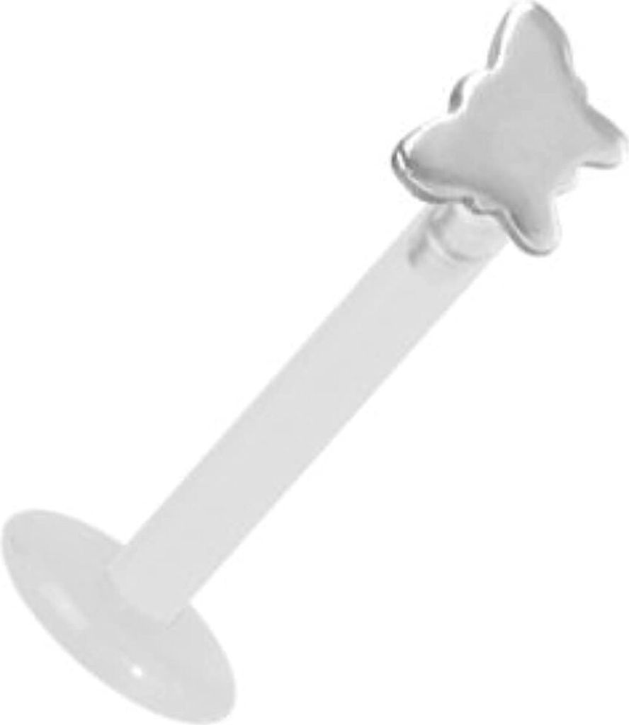 Karisma Labret Bioplast Lippen Tragus Piercing Schmetterling Aufsatz Titan G23 3mm Flach - FLTA-09 - 6.0 Millimeter