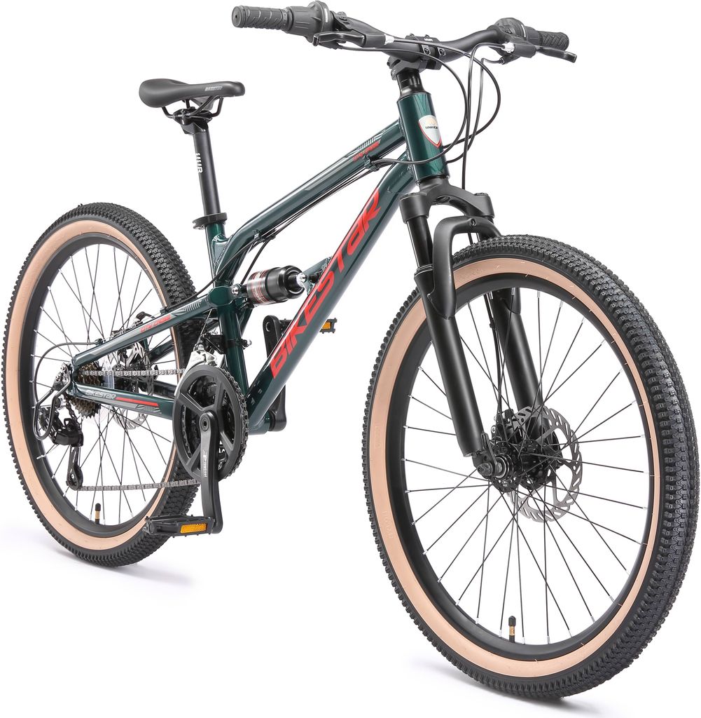 BIKESTAR Alu Kinder Jugend Mountainbike Vollgefedert, 21 Produktbild 1