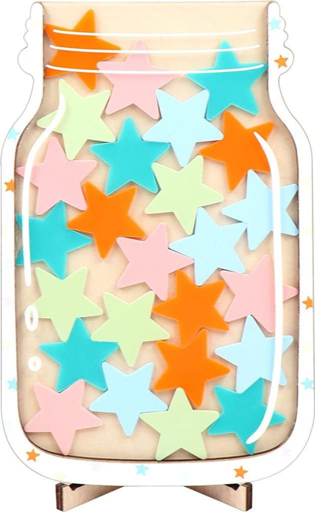 Belohnungsgläser für Kinder,Stern Belohnungsglas mit 25 Chips