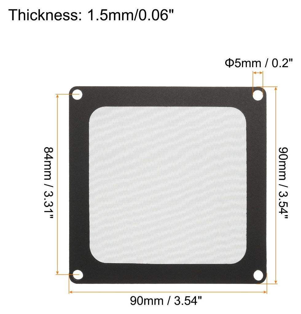PC-Staubfilter, 90x90mm magnetischer Rahmen Nylon Computer Geh?use Lš¹fterstaubschutzgitter fš¹r Computergeh?use Lautsprecher, Schwarz