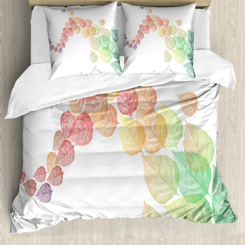 Set Copripiumino Arte Foglie Volanti ABAKUHAUS - Design Multicolore 200x200