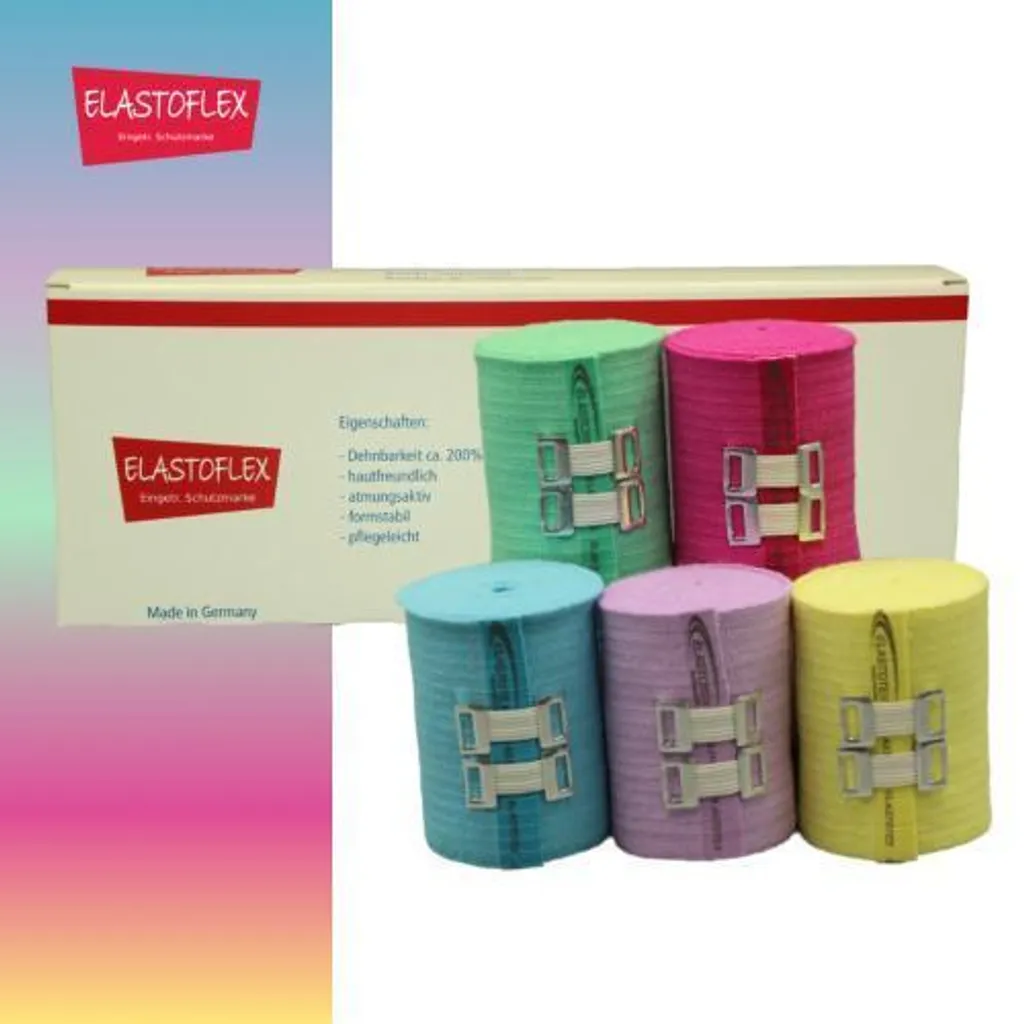 Bande Élastique de Maintien Elastoflex 8cm x 5m Colormix Haute Qualité