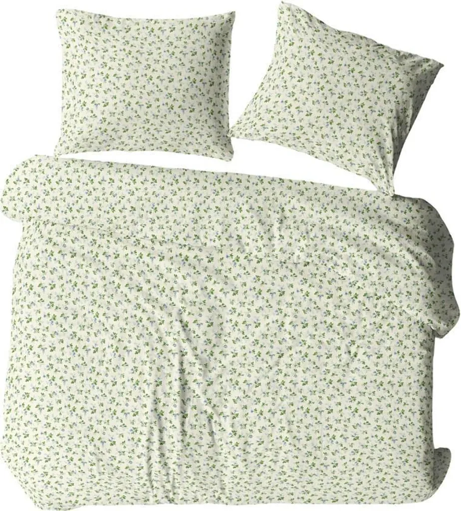 Linge de lit 140x200 coton pour chambre d'amis crème vert Bielawa 1674N