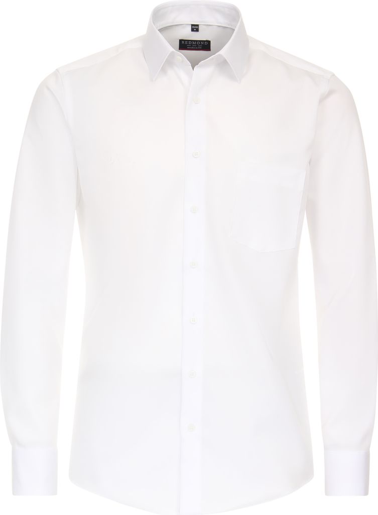 REDMOND Herren Businesshemd Langarm Kent Modern-Fit Twill Weiß L