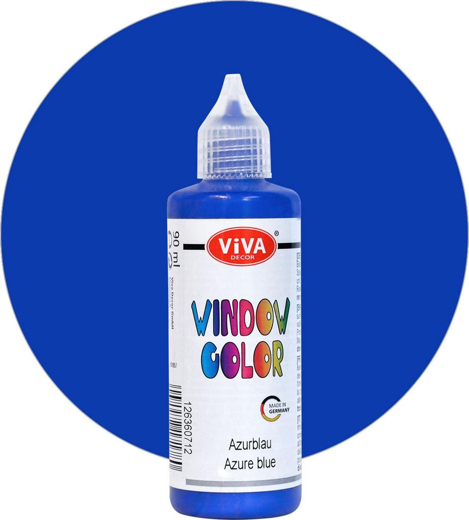 Creativ Company Fensterfarbaufkleber und Glasfarbe – Azurblau, 90 ml