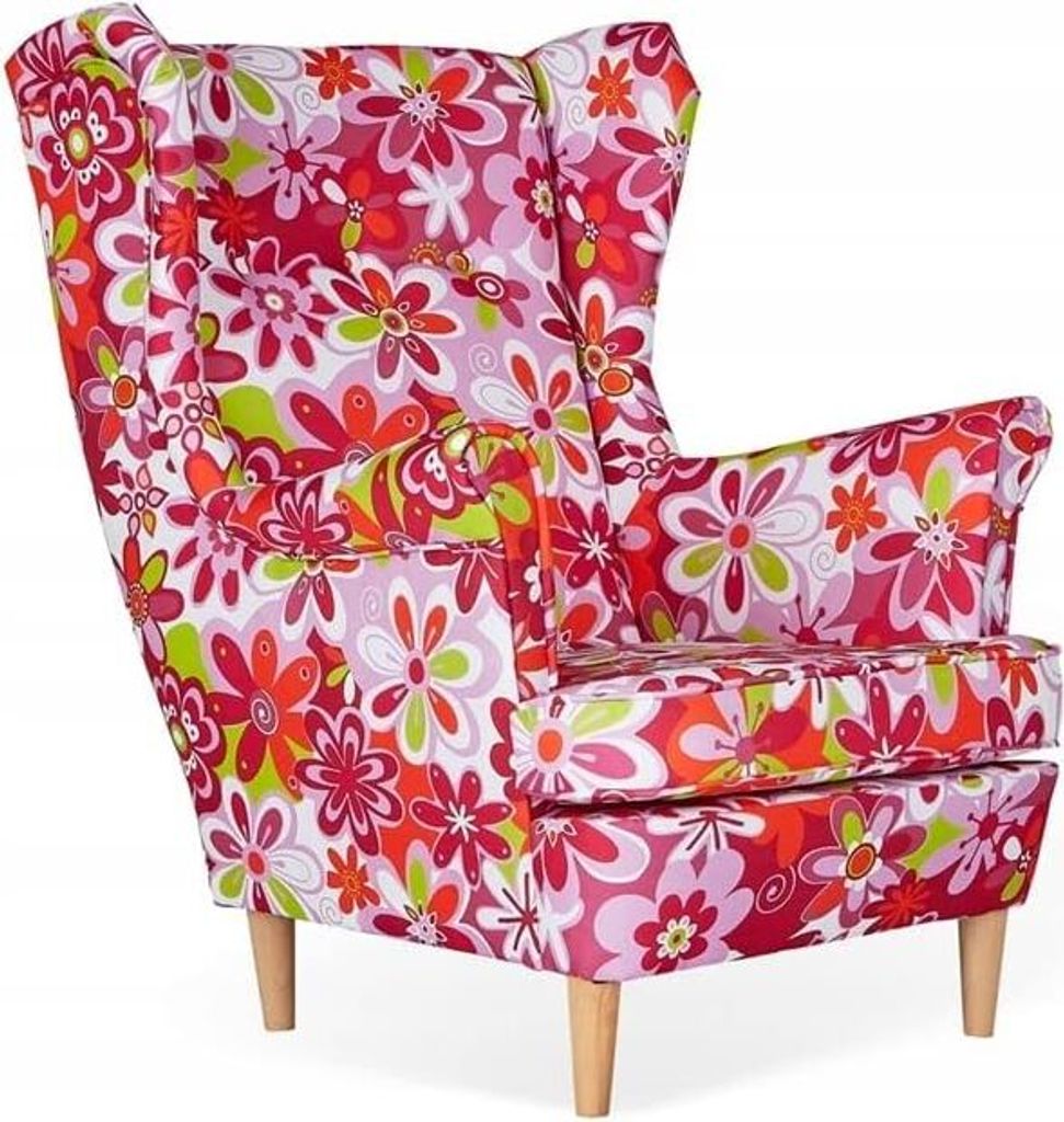 Family Meble Ohrensessel Print Relaxsessel Skandinavisch Bequemer Sessel Loungesessel Fernsehsessel Für Wohnzimmer Schlafzimmer Büro (M 69)