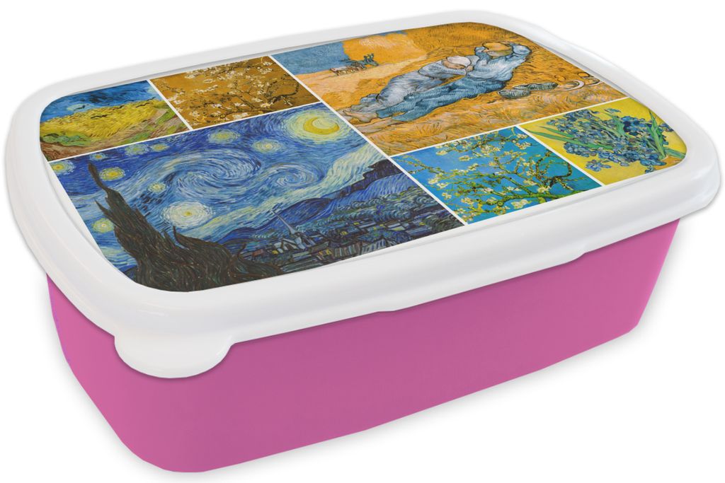 KitchenYeah Lunchbox Brotzeit Brotdose 17x11 cm Van Gogh - Collage - Alte Meister Kinder Brotzeitdose - Lunchpaket - Brotkasten - Sandwich Box