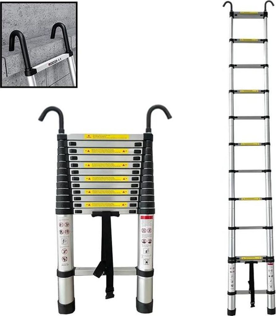 Teleskopleiter mit Sicherheitshaken - 5m, Aluminium