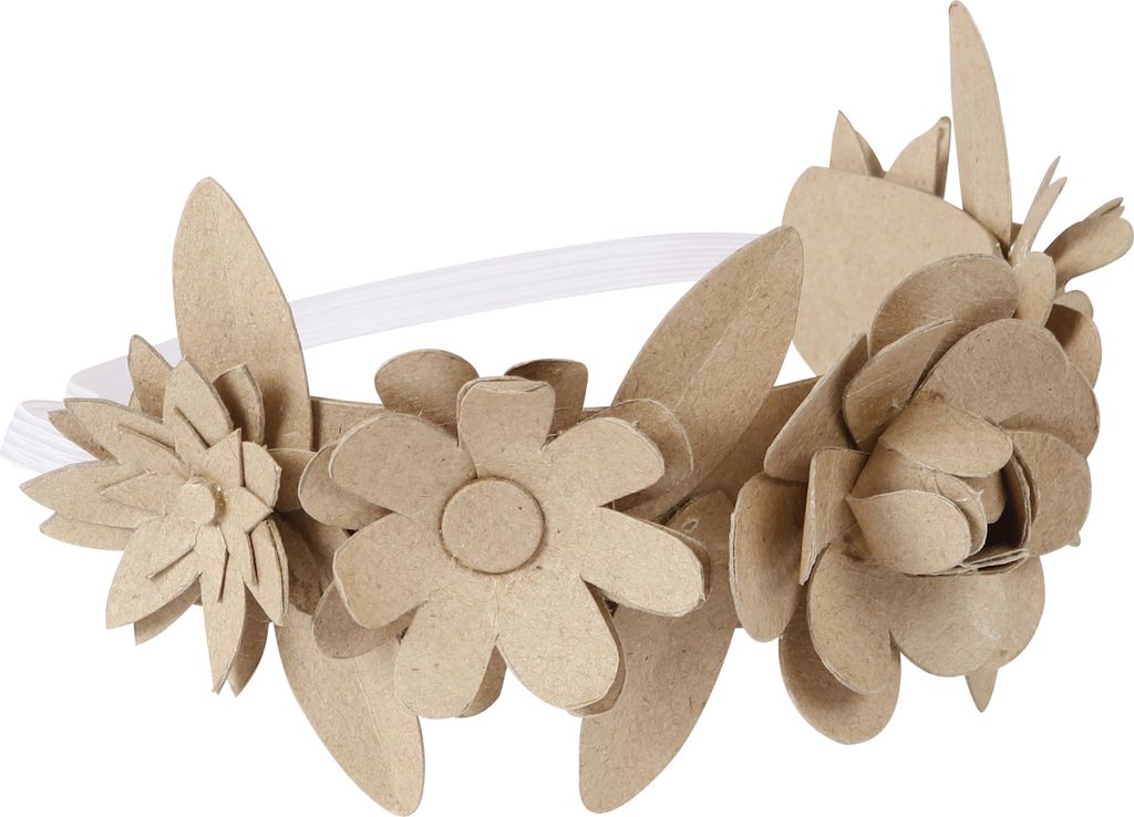 Décopatch 5x Braunes Pappmaché, floraler Haarkranz 16x9cm - Kartonbraun AC900C
