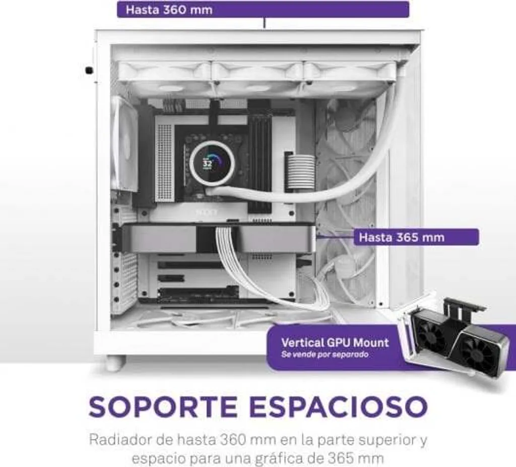 Boîtier PC de jeu NZXT H6 Flow Blanc idéal pour le watercooling - 19