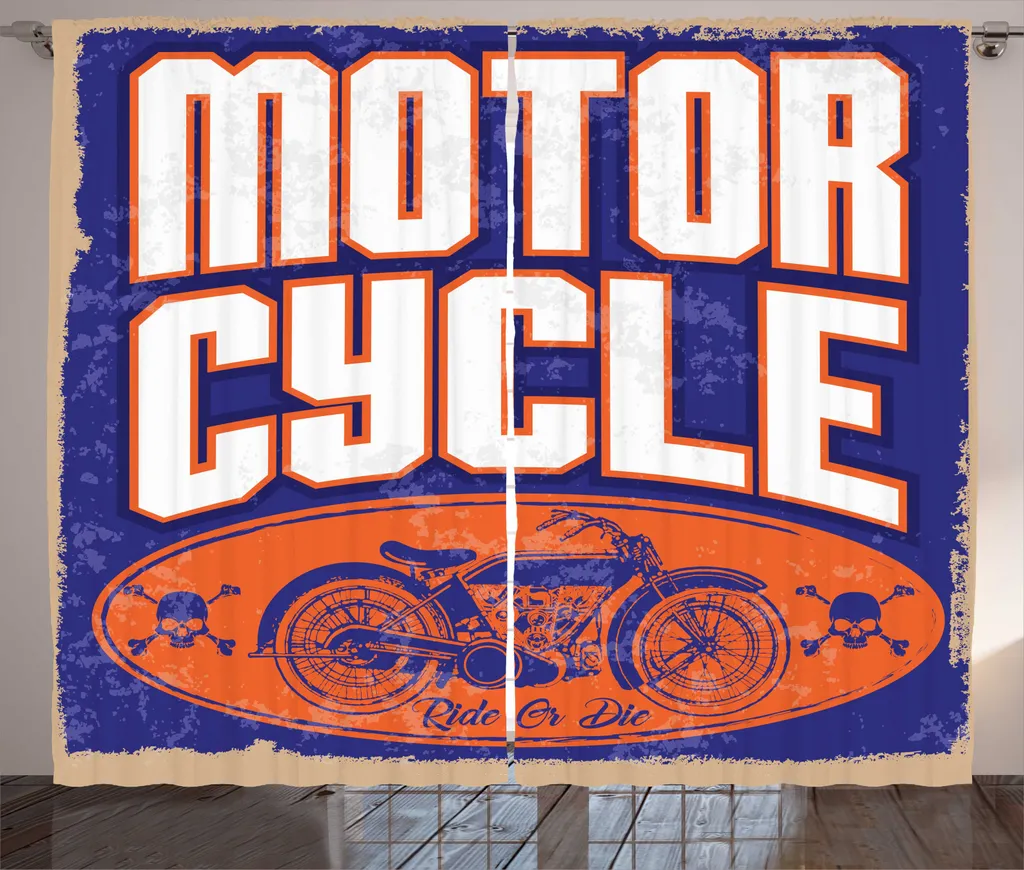 ABAKUHAUS Rideau Moto Rustique en Tissu Imprimé Typographique 280x225cm