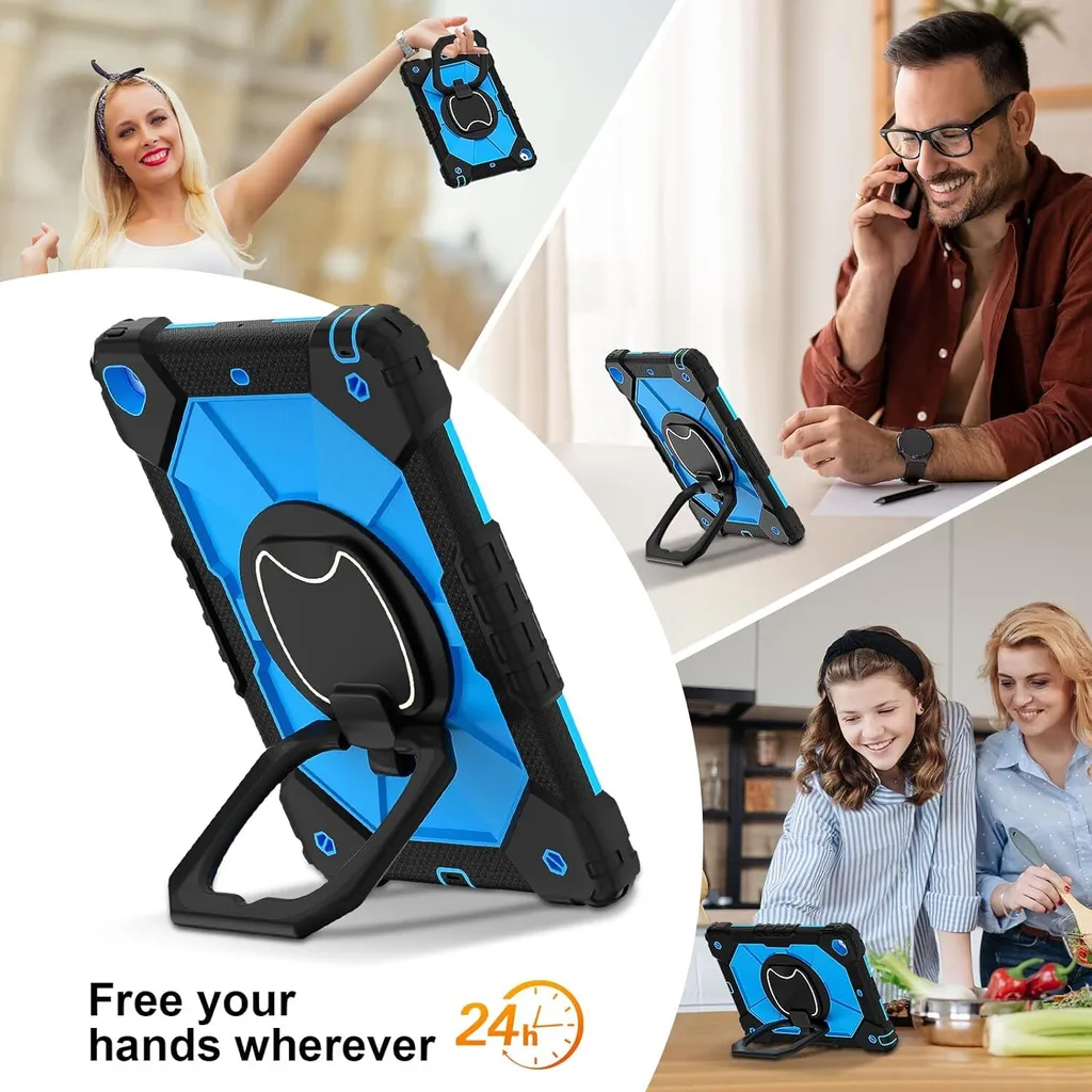 Andnary Custodia Per IPad 9/8/7 Generazione 10,2 Pollici - Con Supporto Girevole 360° E Tracolla, Portapenna, Silicone Antiscivolo (Nero)