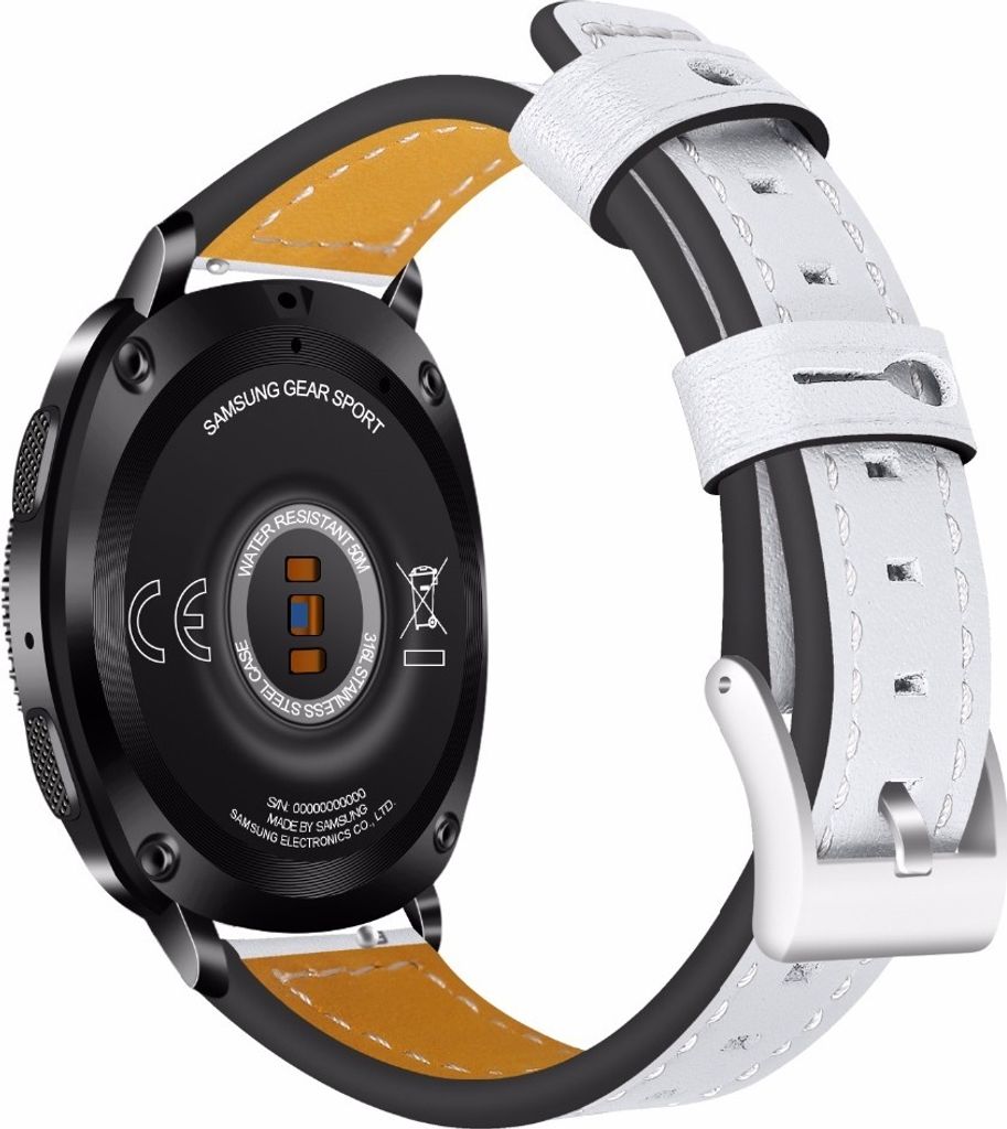 Edles Armband für Samsung Galaxy Watch 6 5 4 40mm 42mm 43mm 44mm 47mm / Classic / Pro Kunstleder verstellbar Weiß