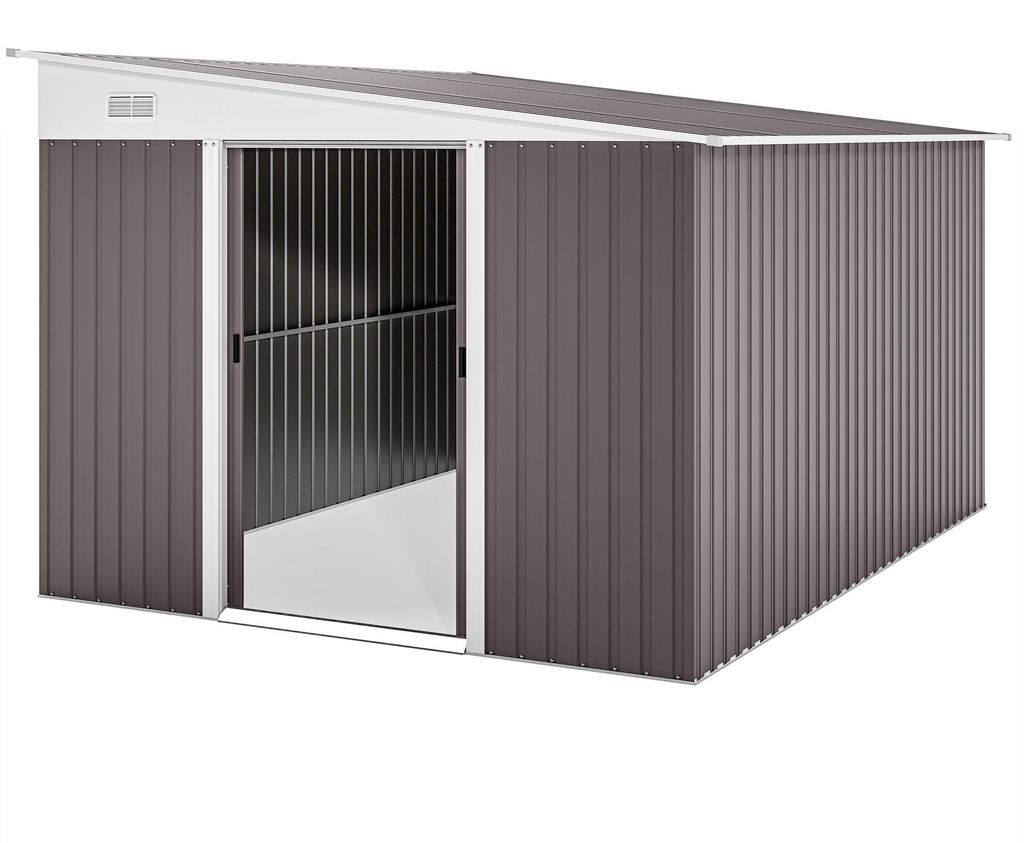 Outsunny, 8,9 m² tuinhuis van staal met hellend dak, Productafbeelding 
