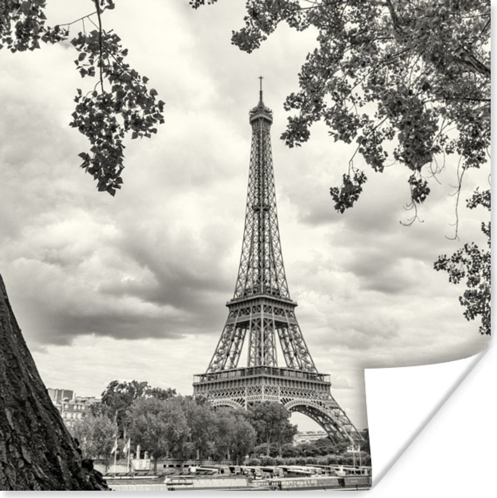 MuchoWow Poster Eiffelturm durch die Bäume 30x30 cm - Wandposter - Printing
