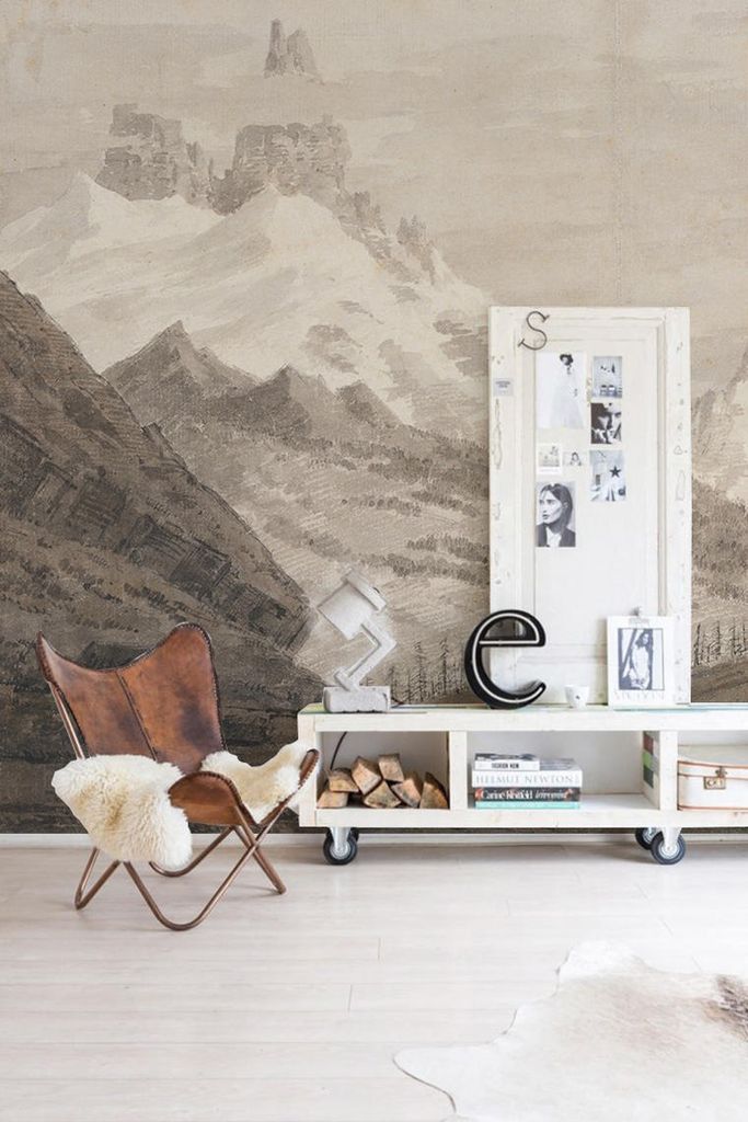 Coloray Fototapete 290x290 cm Latextapete Magicstick - Vintage-Berge L Weinleselandschaft