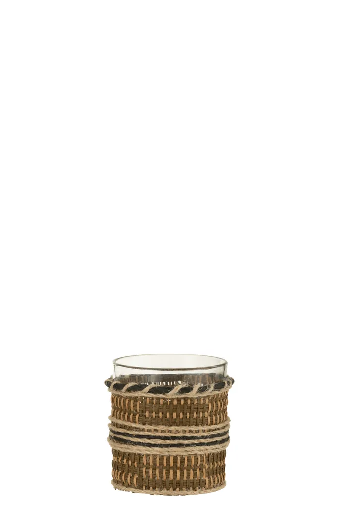 Bougeoir J-Line Verre Marron Beige - Solution Déco pour Table Élégante