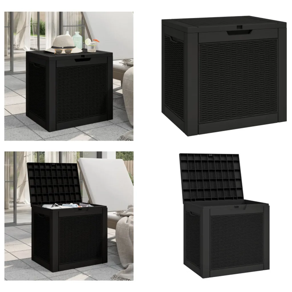 Baule Giardino vidaXL Nero 55cm: Cassapanca Esterno Impermeabile PP