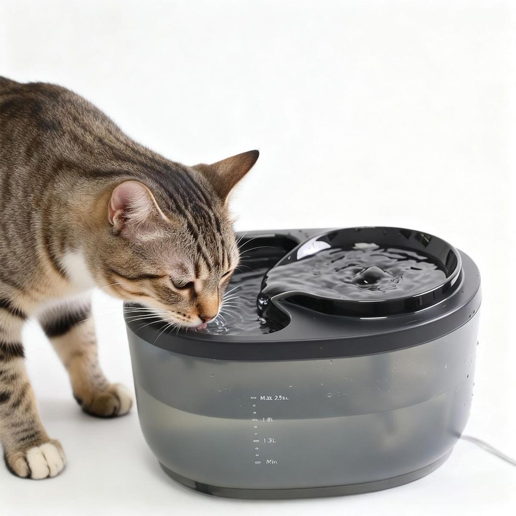 Trinkbrunnen für Katzen 2,3 L, leiser automatischer Wasserspender mit LED-Beleuchtung, ideal für den täglichen Haustierbedarf