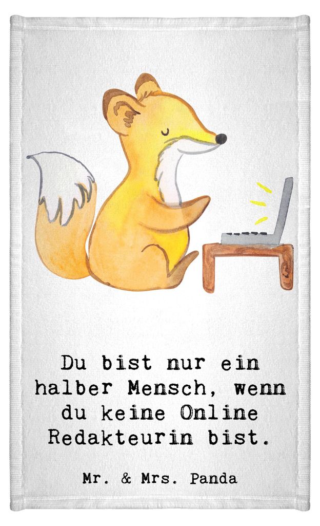 Mr. & Mrs. Panda Handtuch Online Redakteurin Herz - Weiß - Geschenk, Gästetuch, Gästehandtuch 30x50, Mini-Handtuch, Frotteetuch, Klein
