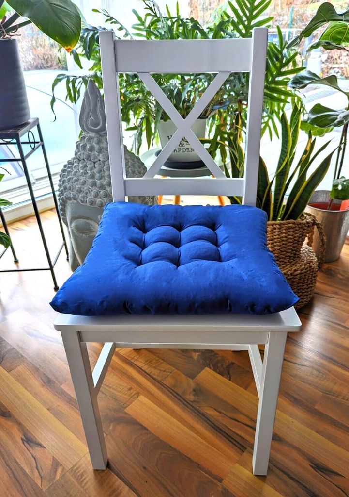 Sitzkissen PREMIUM Blau 6 cm Dicke Stuhlkissen Kissen Stuhl