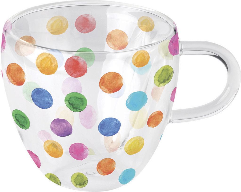 Tazza 10 cm in vetro a doppia parete 0,2 L con pois Immagine del prodotto 