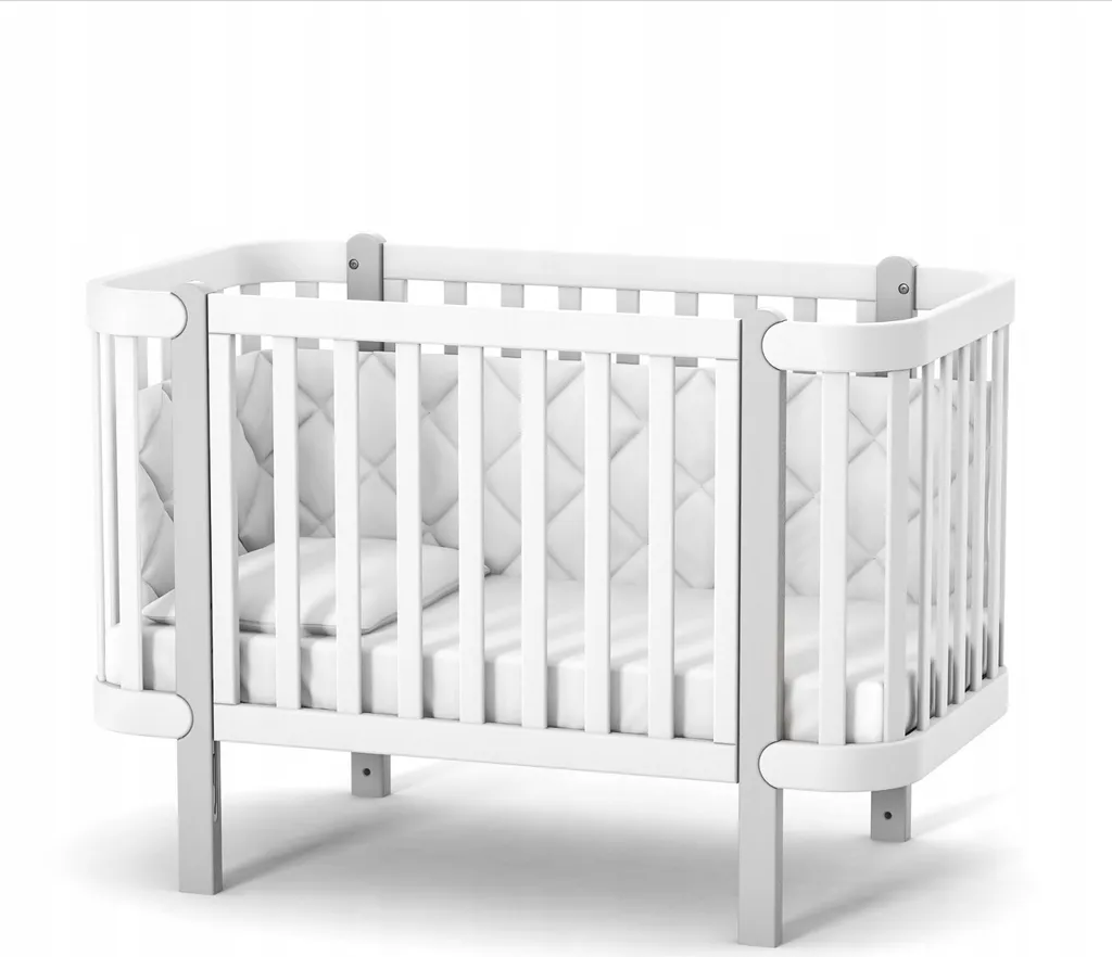 Lit bébé Veres Monaco 120x60 cm Blanc Gris - Sécurité et dos préservé