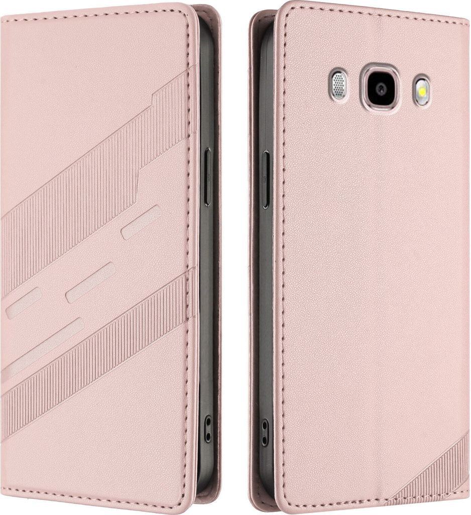 Hülle für Samsung Galaxy J5 2016, Kunstleder Brieftaschen Handyhülle mit Kartenfach und Standfunktion Pink