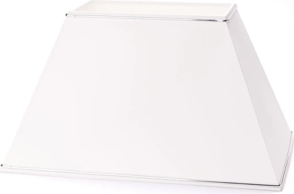 Abat-jour rectangulaire en tissu blanc et bordure chromée chic - 40cm