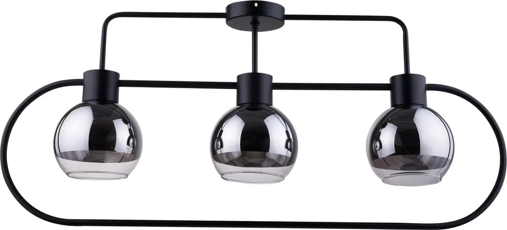 Plafonnier noir Linda Sigma Lighting avec 3 abat-jours verre argenté E27