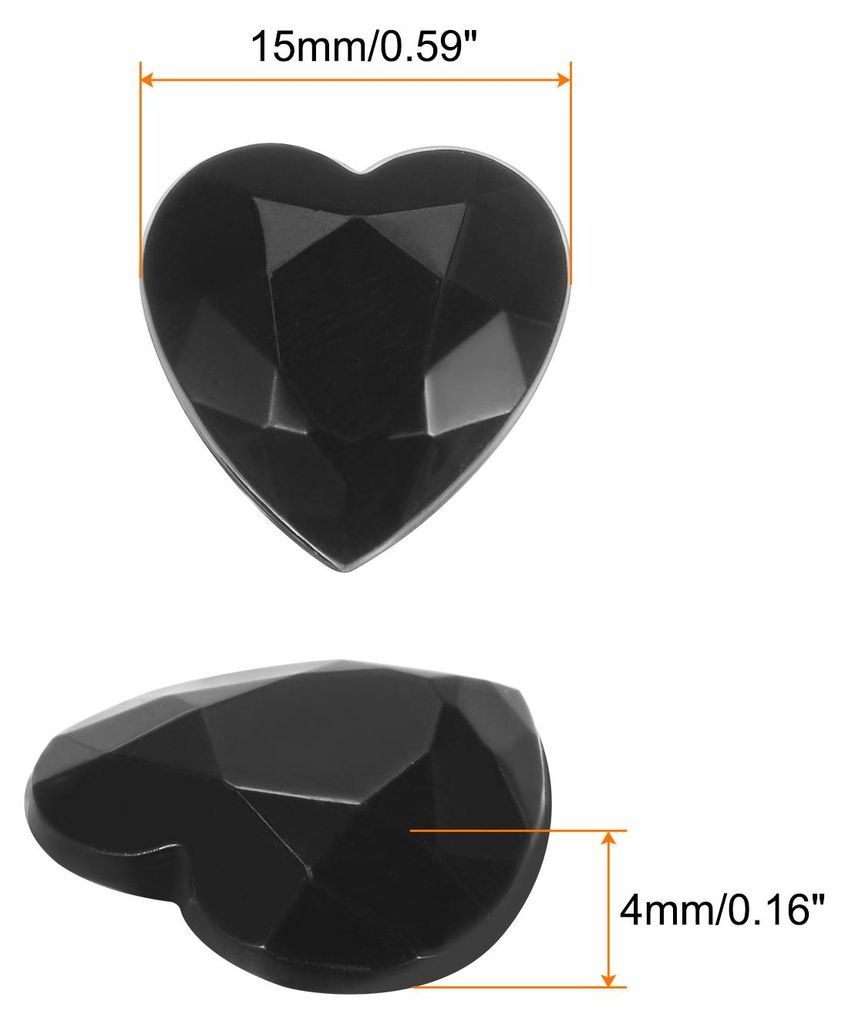 40 Stš¹ck Herzf?rmige Strasssteine Schwarz, 15mm, Glitzersteine zum Basteln und Rhinestones, fš¹r DIY Basteln, Perlen, Hochzeit Party