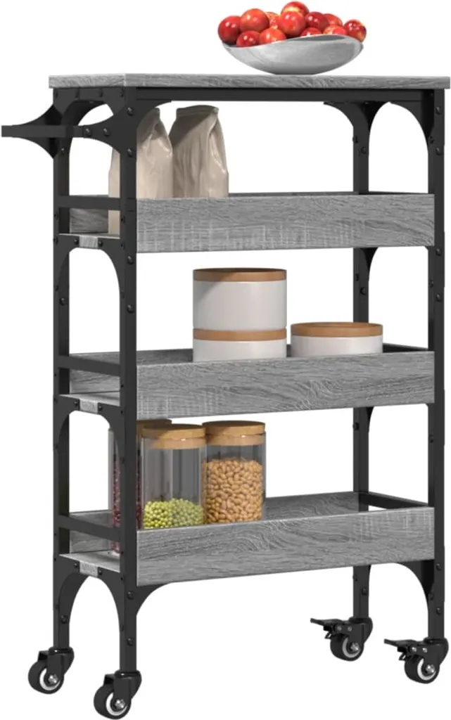Rangement Cuisine Mobile Gris Sonoma pour Optimiser les Petits Espaces