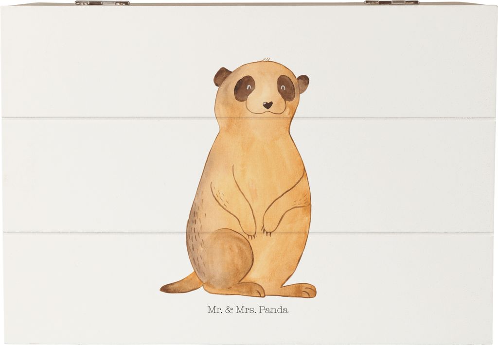 Mr. & Mrs. Panda Erinnerungsbox Erdmännchen 22 x 15 cm - Weiß - Geschenk, Box, Afrika, schatztruhe, Aufbewahrungskiste, Reisen, Roadtrip, fotobox...