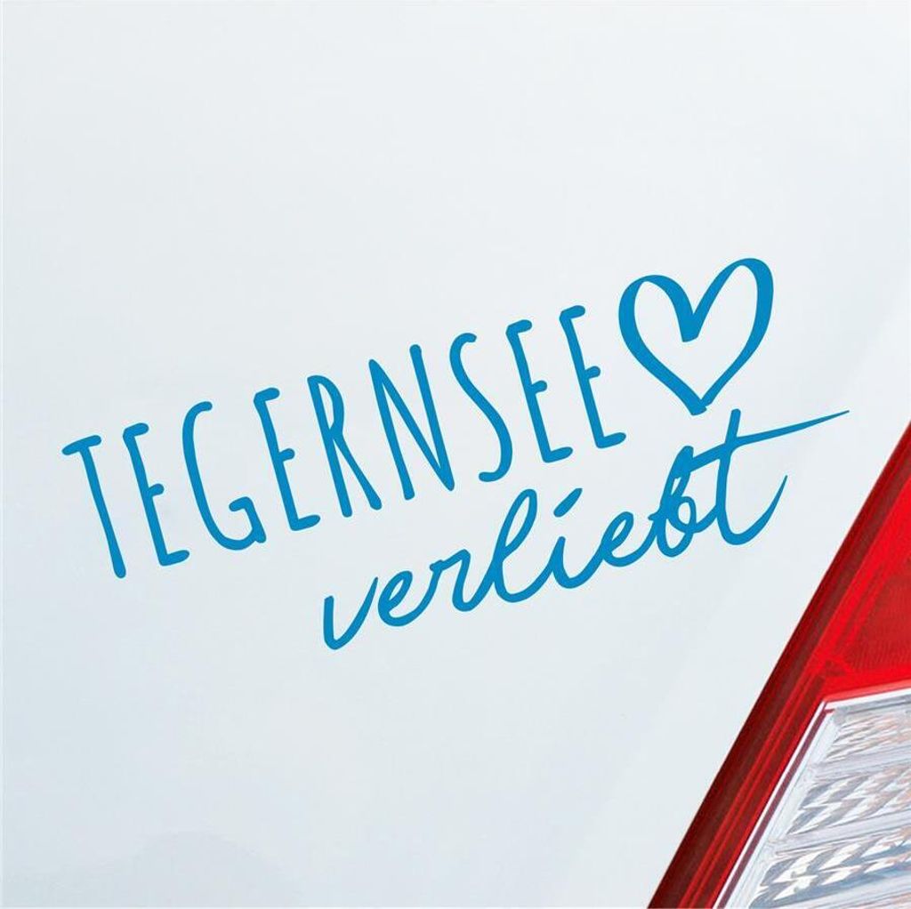 Auto Aufkleber Tegernsee verliebt Herz See Sea Liebe Car 19x7 cm Hellblau Sticker Heckscheibenaufkleber