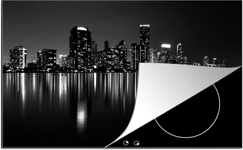KitchenYeah Herdabdeckplatte New York - Skyline - Nacht , 90x52cm, Küche Deko, Glaskeramikfeld Herdabdeckung, Abdeckplatte fùr Kochfeld