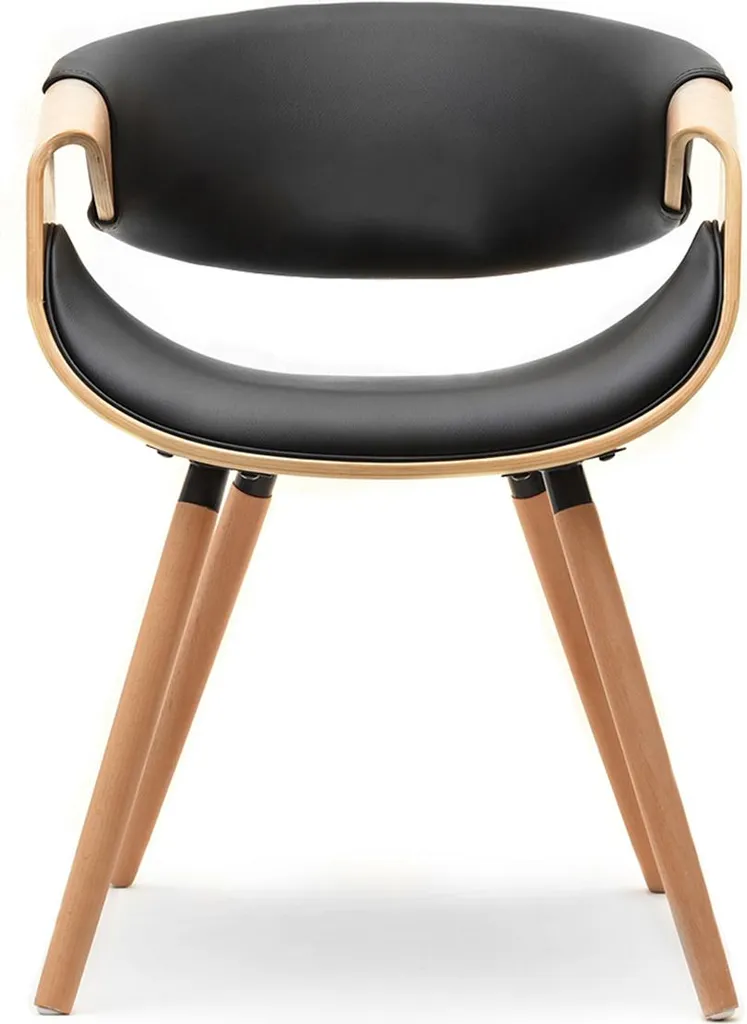 Chaise design SAROLTA bicolore chêne et noir avec dossier ergonomique
