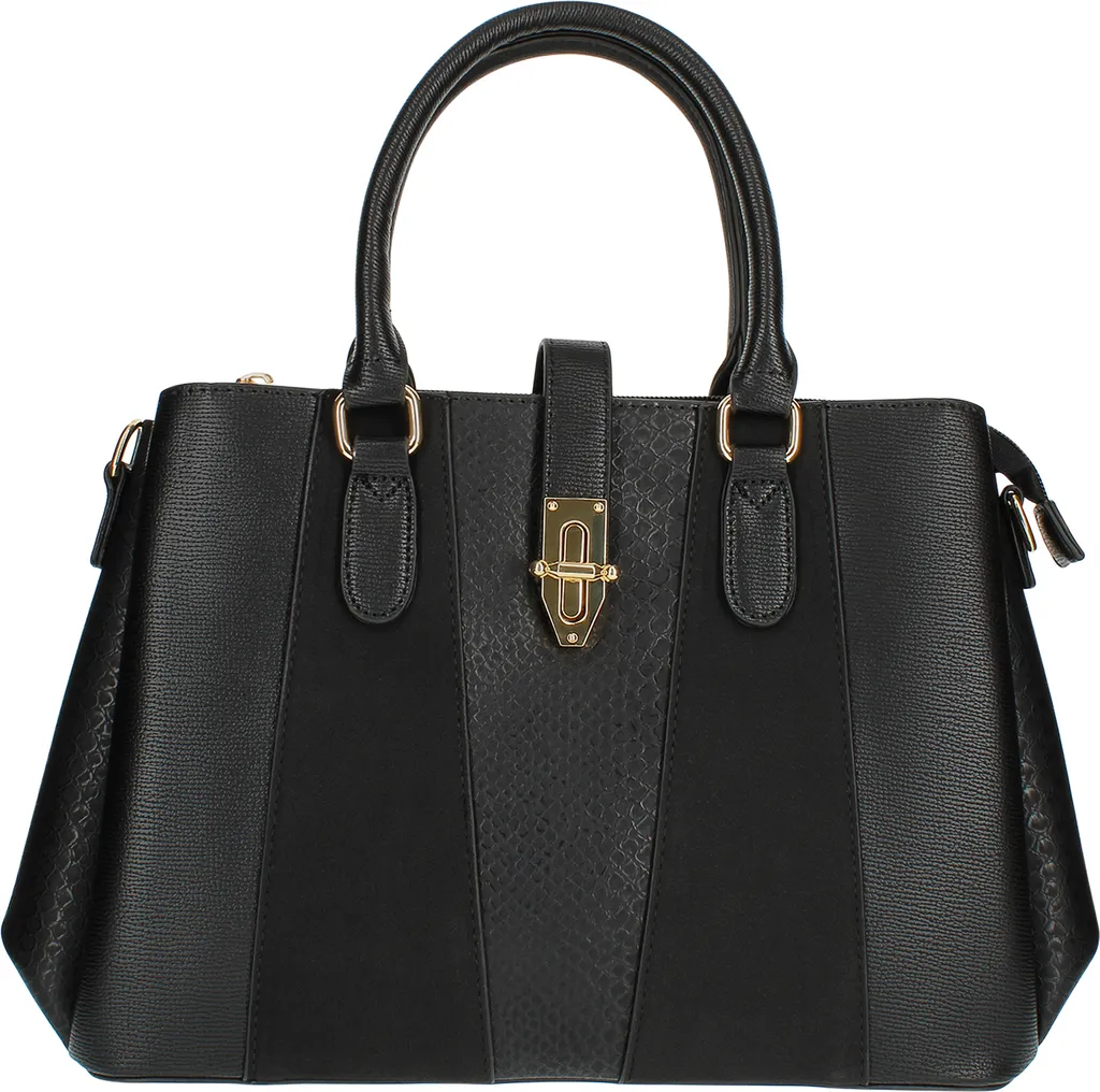 Borsa Gallantry Nera Stampa Serpente - Classica con Fibbia Dorata