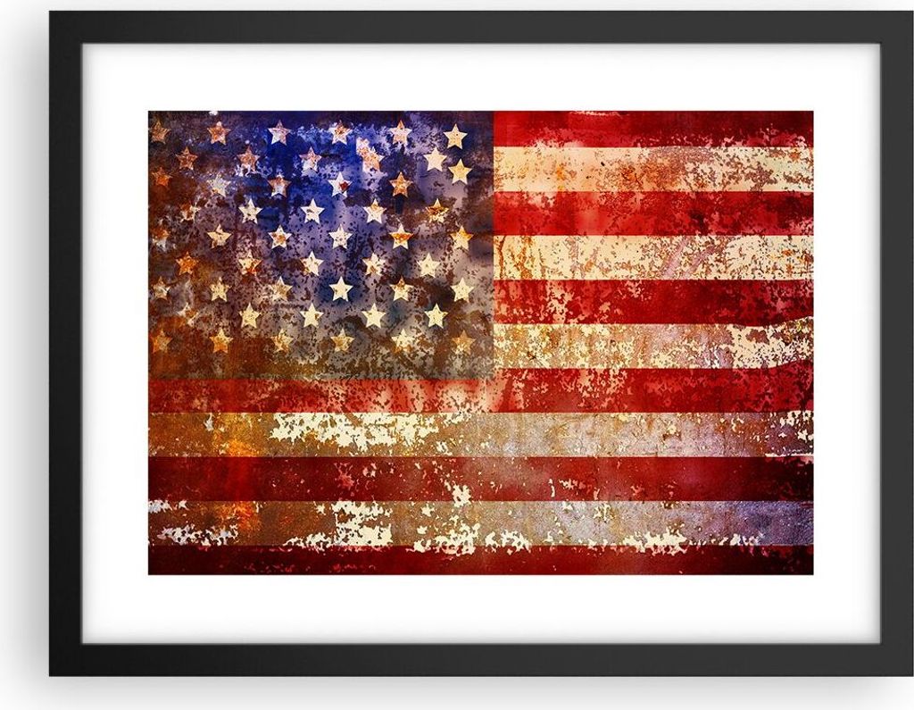 Gerahmtes Poster - Schwarzer Rahmen - Amerika Flagge Produktbild 
