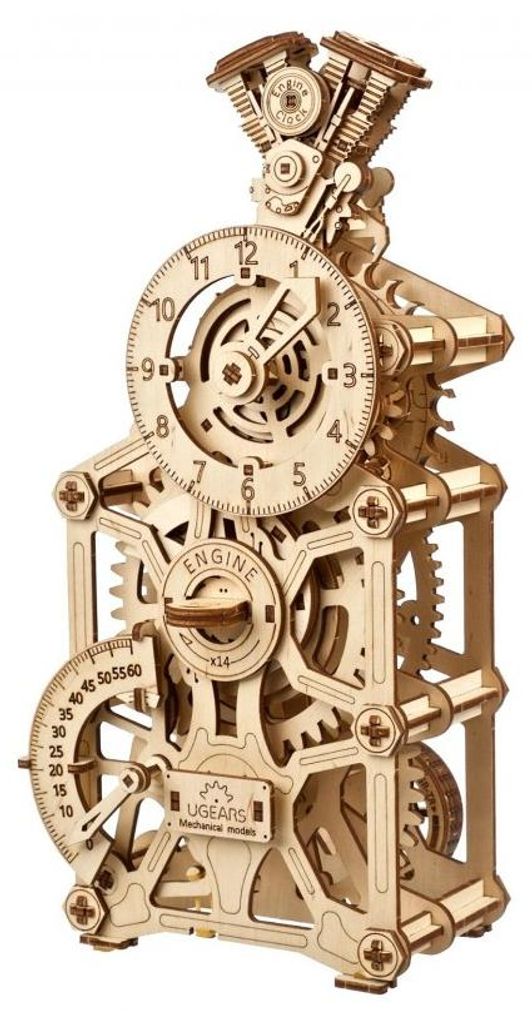 Puzzle 3D, Horloge Moteur, Ugears, bois, 265 pièces Image du produit 