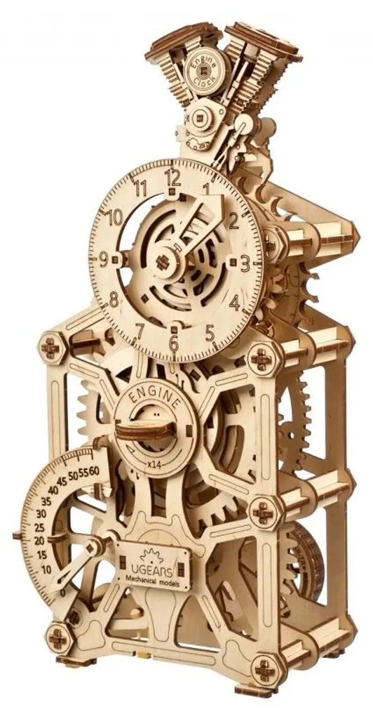 Horloge moteur puzzle 3D en bois Ugears sans colle avec rouages