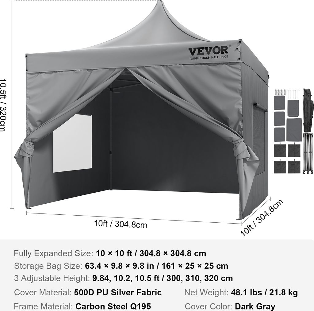 Vevor Pawilon Ogrodowy 304X304 Cm 3 Wysokości Zdjęcie produktu 