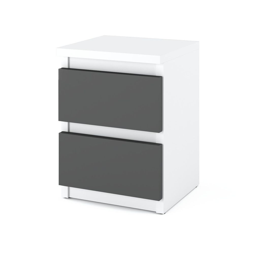 STIV Möbel | Table de chevet Blanc Mat/Gris Mat 30x30x40 cm Image du produit 