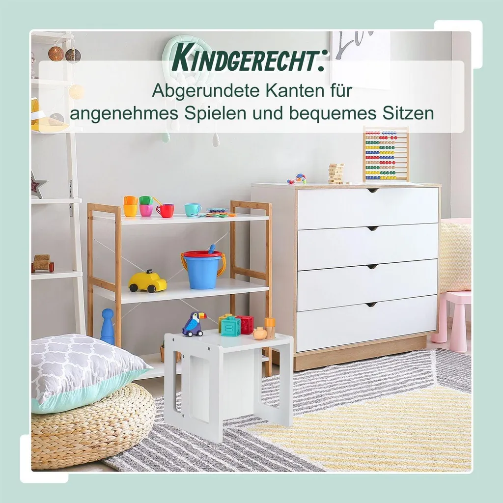 Tabouret réversible enfants cube évolutif en bois clair, lot de 2, MODU