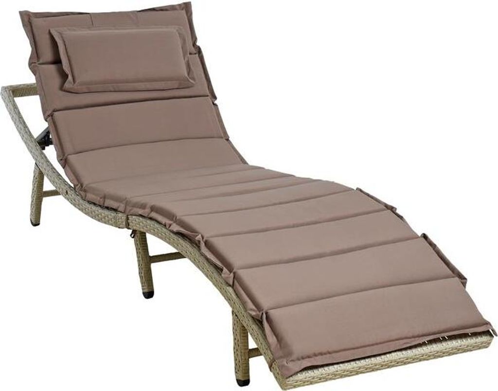 Sonnenliege Strandliege Polyrattan XXL Gartenliege Relaxliege Liege Beige