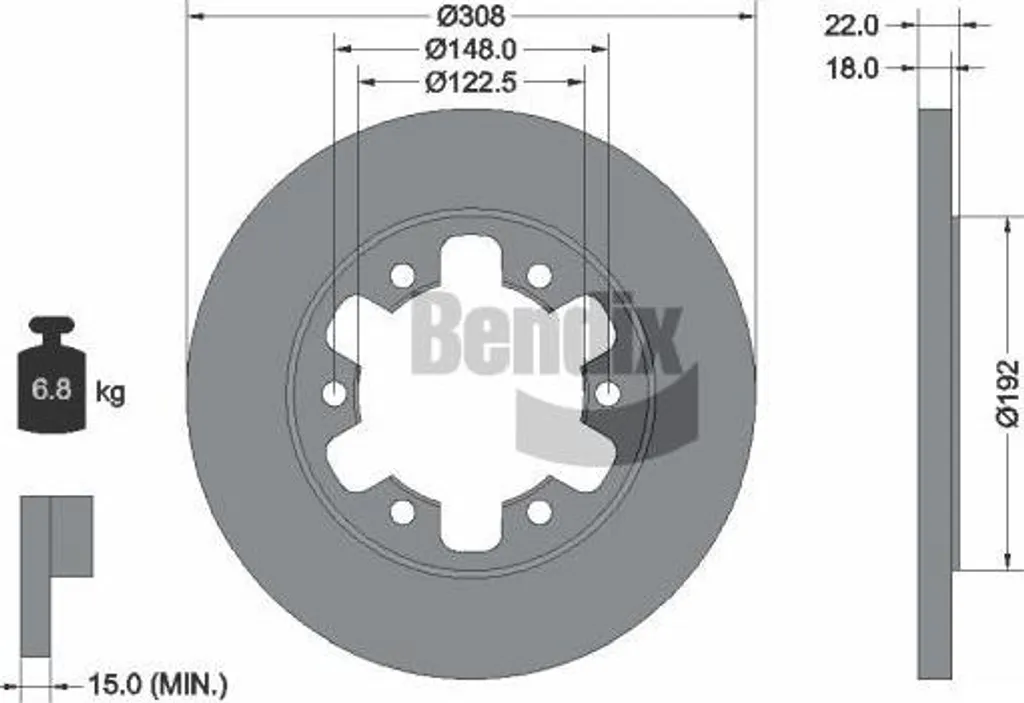 Disque de frein haute durabilité Bendix BDS1758 fonte ventilée