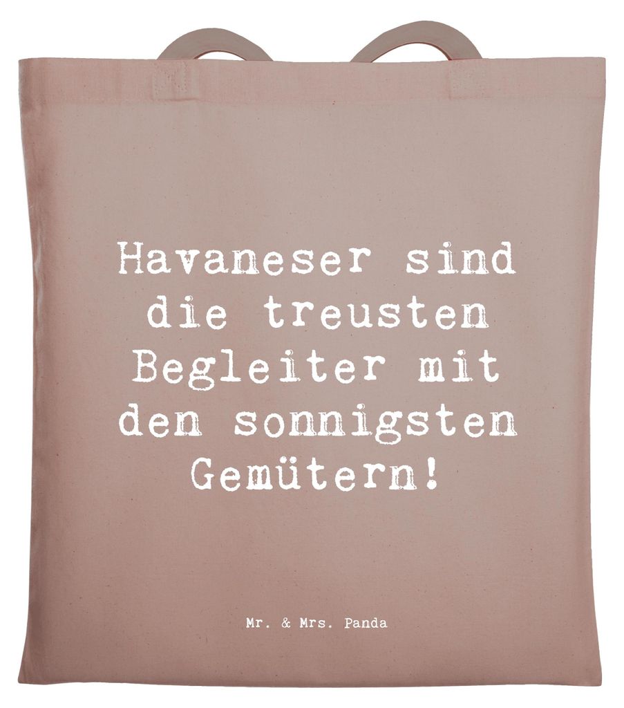 Mr. & Mrs. Panda Shopping Tasche Spruch Havaneser Begleiter - Braun Pastell - Geschenk, Hundeliebhaber, Baumwolltasche, Hunderasse, Tote Bag, Beute...