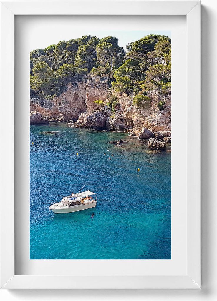 Landschaft in Cap dAntibes– Wandbild mit Rahmen – Gerahmtes Bild – Wanddekoration – 20x30 cm – Weiß